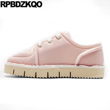 

custom japanese lace up platform muffin creepers designer thick sole 2019 round toe pink women grey ladies beautiful flats shoes