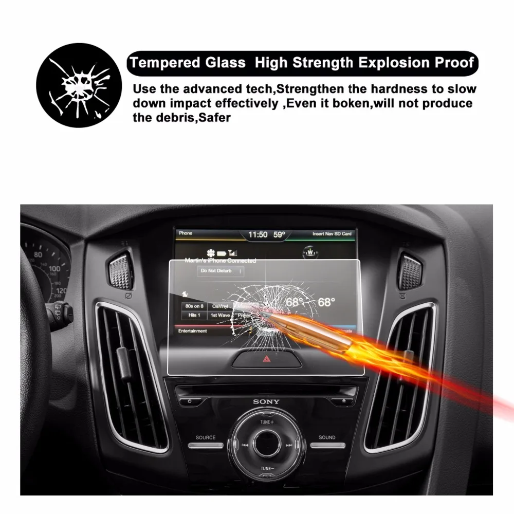 Экран RUIYA protector для Focus ST RS MK3 sync2 8 дюймов 2017 дюйма навигационный сенсорный экран 9H