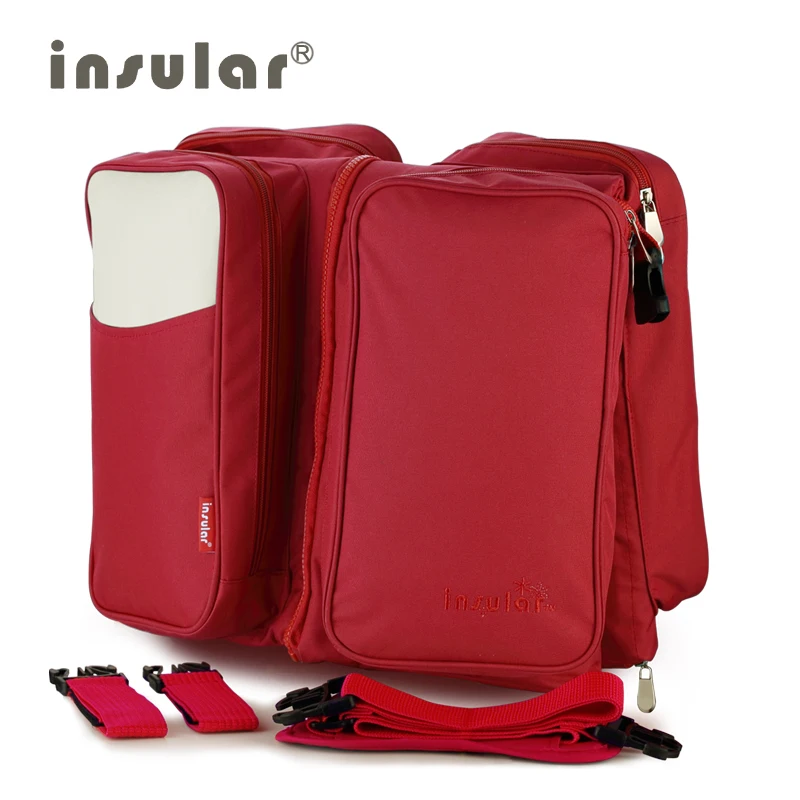 Многофункциональные водонепроницаемые переносные детские кроватки для путешествий, пеленальные подгузники, складная сумка на плечо для мам, сумки для подгузников большой емкости - Цвет: 10038 Red