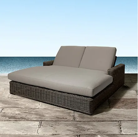 Sigma новейший дизайн двухспальной кровати открытый плетеный пляжный кушетка