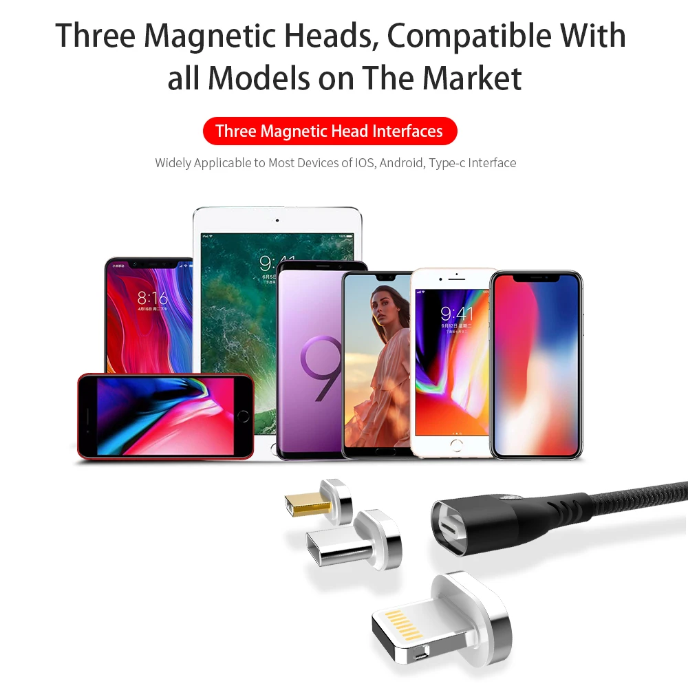 Магнитный кабель GREENPORT для быстрой зарядки iphone Usb и передачи данных Samsung S8 S9