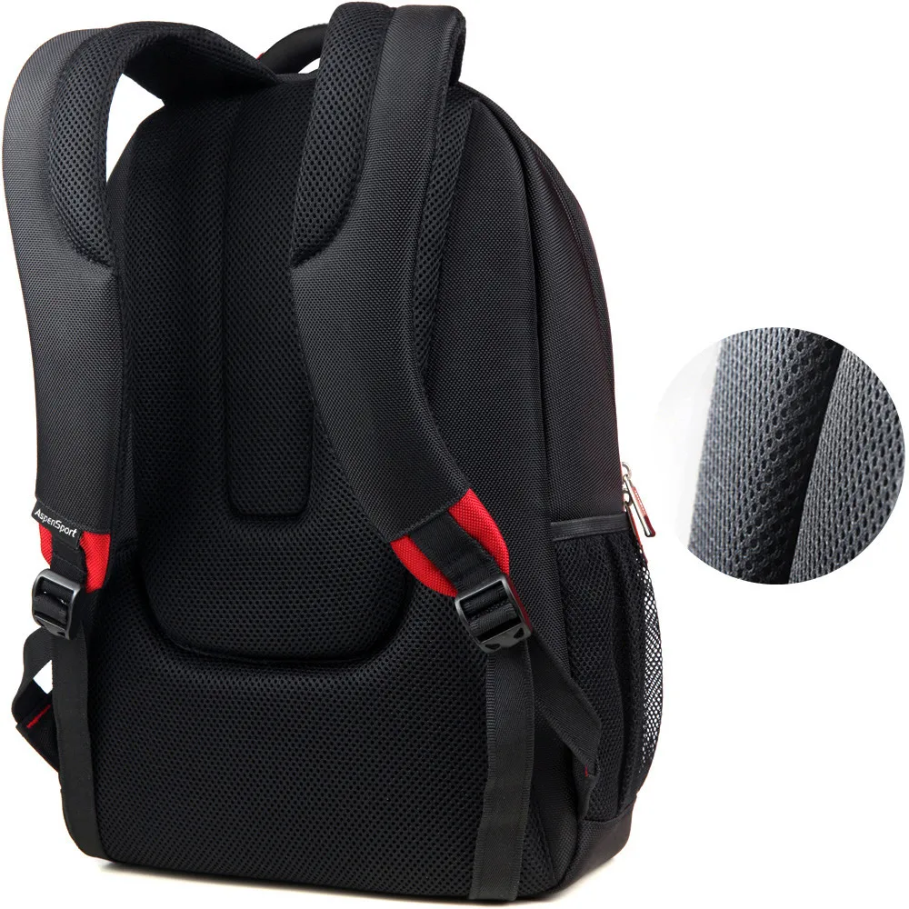 AspenSport Men& Women Laptop Backpack 15.6-17Inch Rucksack SchooL Bag Travel Waterproof Backpack Men Notebook Computer Bag Black