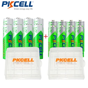 

PKCELL 8PCS AA Rechargaeable Battery 1.2V Ni-MH 2200mAh Batteries+8pcs 850mAh AAA Rechargeable Batteries with 2pcs Battery Boxes