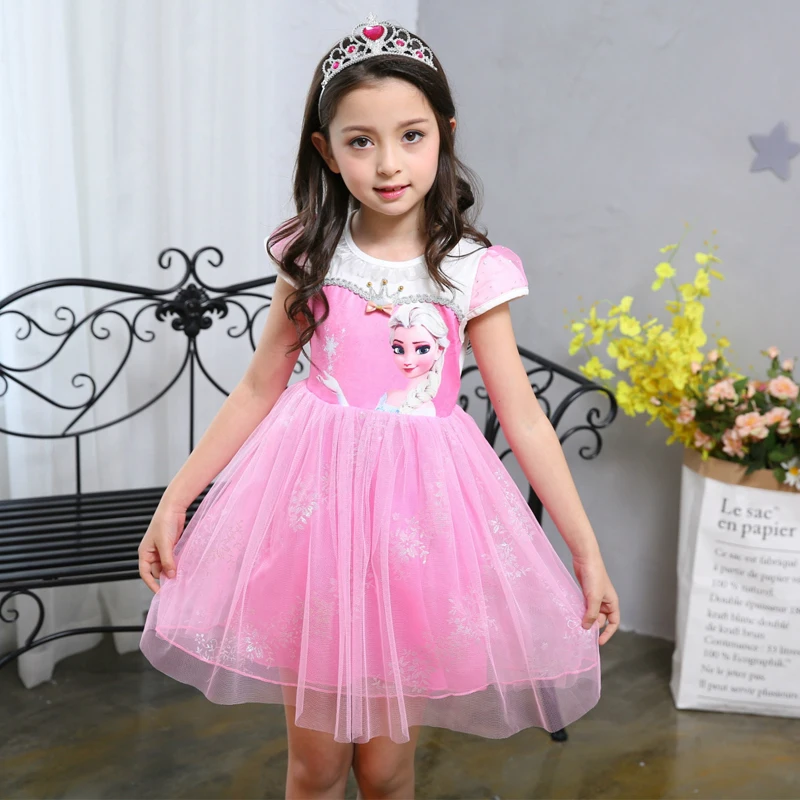 

2018 new Girl Dress Summer Brand Toddler Girls Clothes Lace Princess Anna Elsa Dress Snow Queen Halloween Party child Costume