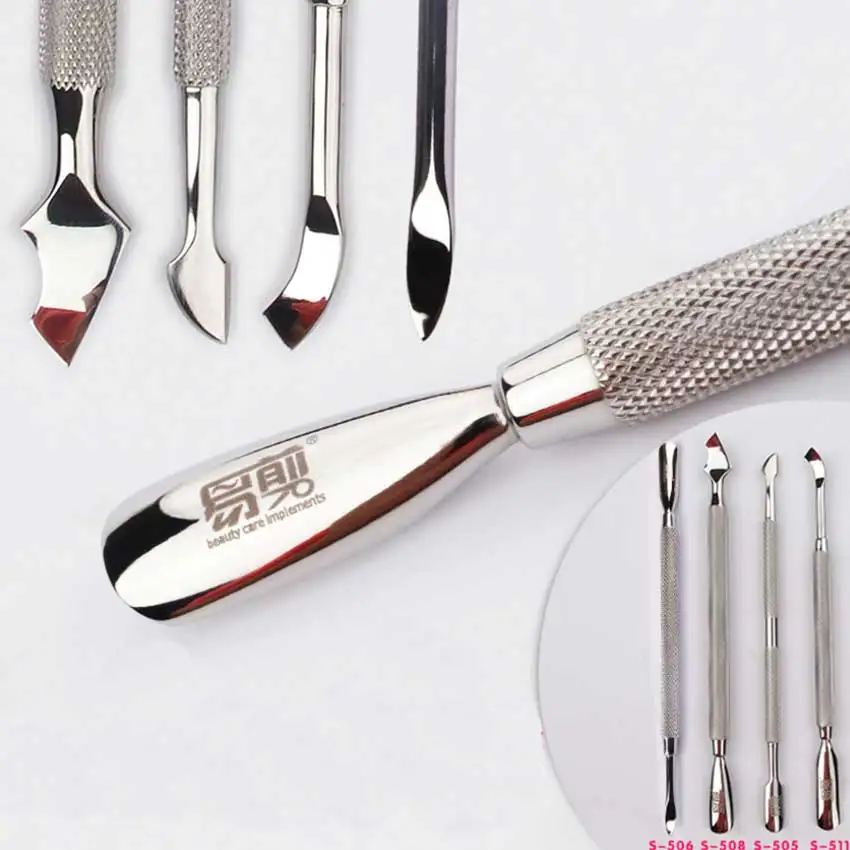 

1 Pc Dual-ended Nail Cuticle Pusher Remover Stainless Steel Nail Dead Skin Remover Manicure Nail Art Tool 4 Patterns