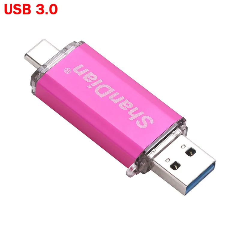 SHANDIAN(более 10 шт. бесплатный логотип) usb флеш-накопитель type-C 3,1 флеш-накопитель 16 ГБ 32 ГБ 64 Гб карта памяти для телефонов Смартфон android - Цвет: Pink