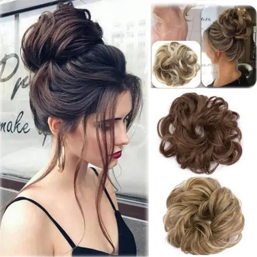 

Curly Messy Bun Hair Piece Scrunchie Updo Cover Hair Extensions Real as human Hot Wig Hair Ring Get More Hair Vogue Bun