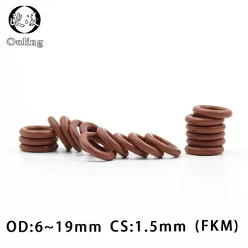 

5PCS/lot Rubber Ring Brown FKM O ring Seal CS:1.5mm OD6/6.5/7/8/8.5/9/10/10.5/11/12/14/19mm Rubber O-Ring Seal Oil Gasket Washer