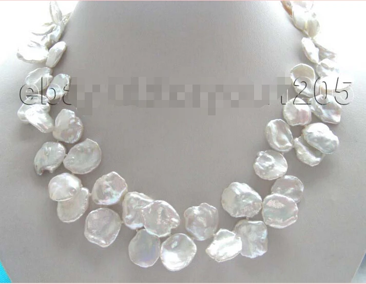 

shipping>>>>19" Natural White Reborn Keshi Petal Pearl Necklace 14KGP