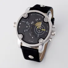 2016 Top Brand Luxury Big Dial Men’s Quartz Watch Waterproof Sport Military Watch Men Leather relogio masculino Japan Core OP001