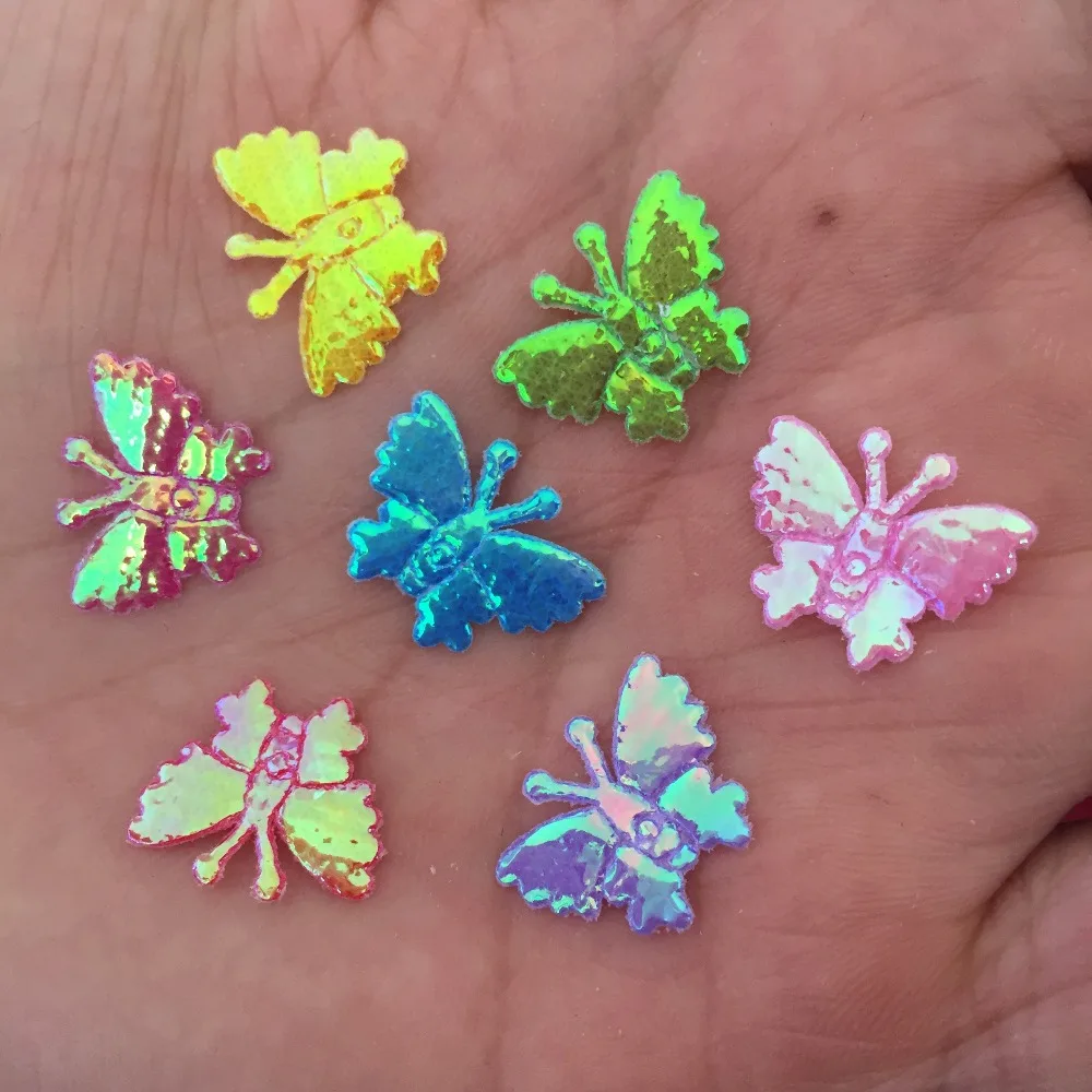 

2000pcs Random mixed color AB Loveliness Embossed Shinny Butterfly Appliques/Craft Wedding DIY A25A*10