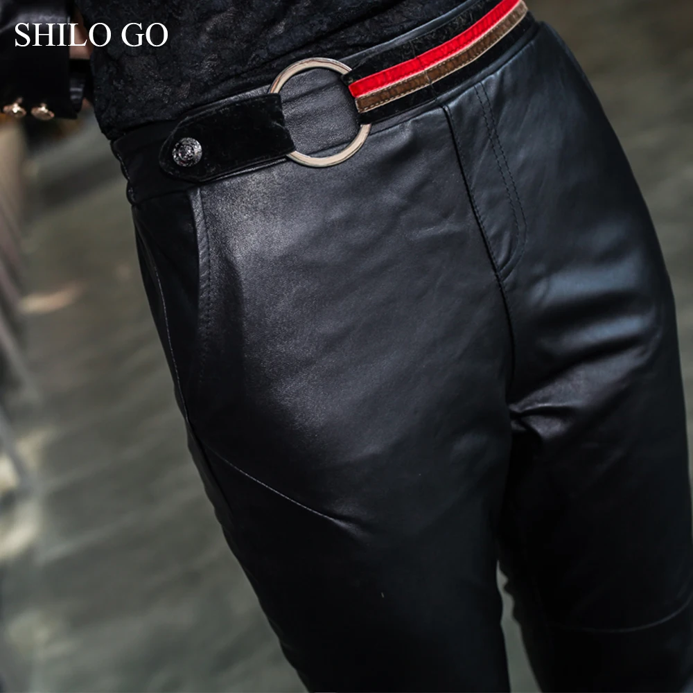 Женские кожаные брюки SHILO GO весенние из натуральной овечьей кожи с цветным