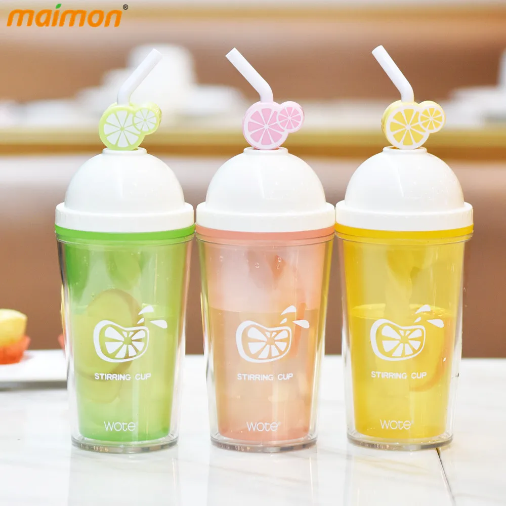 Fashion Designed Manual Milkshake Milk Tea Fruit Juice Stirring Bottle