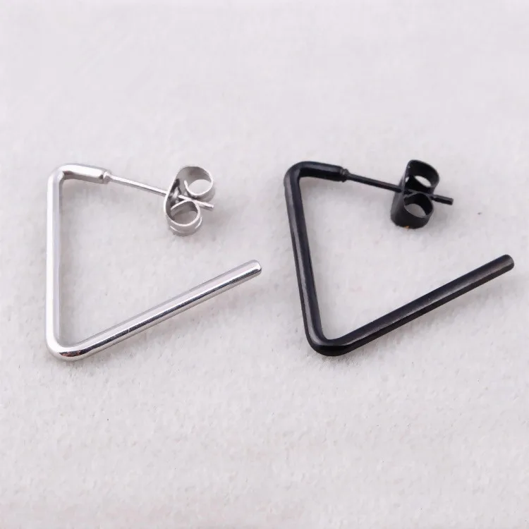 Модные сапоги в панковском стиле, серьги треугольные цвет серебристый, золотой черный Нержавеющая сталь Для женщин геометрический Треугольники проволоки шпильки серьги вrincos бижутерия