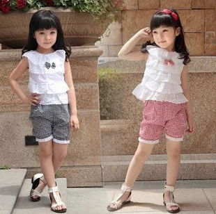 

2019 Summer New Toddler Kids Baby Girls Outfits Clothes Stripe Ruffles Lace T-Shirt+Shorts Set toddler girls clothes 2 piece set