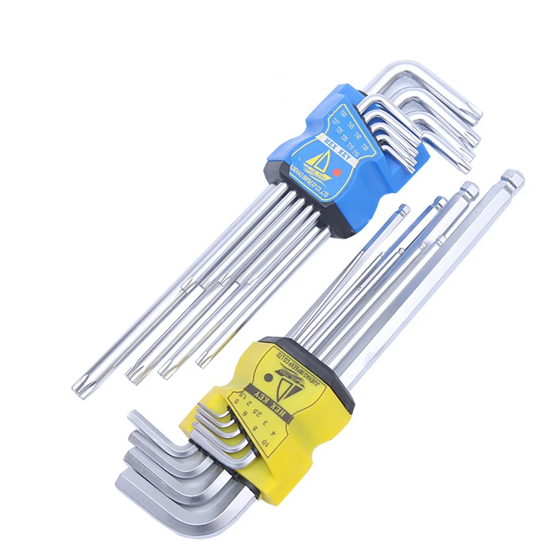 

9pcs set of Wrench Tool L-Shape Plum Hex Key Star Wrench Spanner Set Short Style Appliance Bicycle Repair Hand Tools