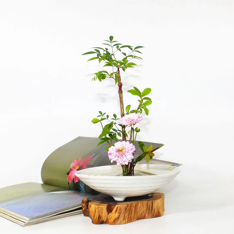 Корзина для цветов грубая глиняная Ваза Jardiniere Ikebana Kenzan керамическая Столешница цветочный горшок цветочный узор винтажный домашний декор