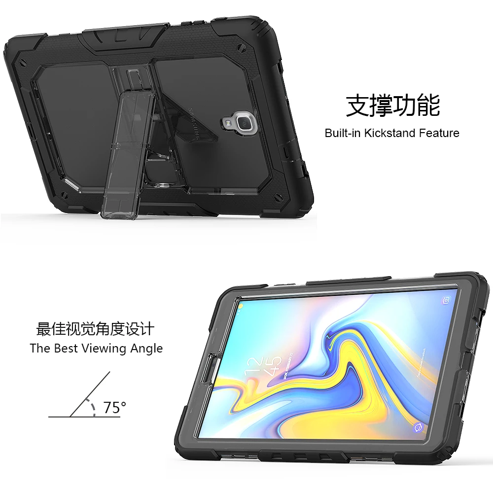 Кремния + PC Combo + ремень Tablet Case для Samsung Galaxy Tab A A2 10,5 "2018 T590 T595 Дети дети Безопасный Drop Сопротивление Крышка