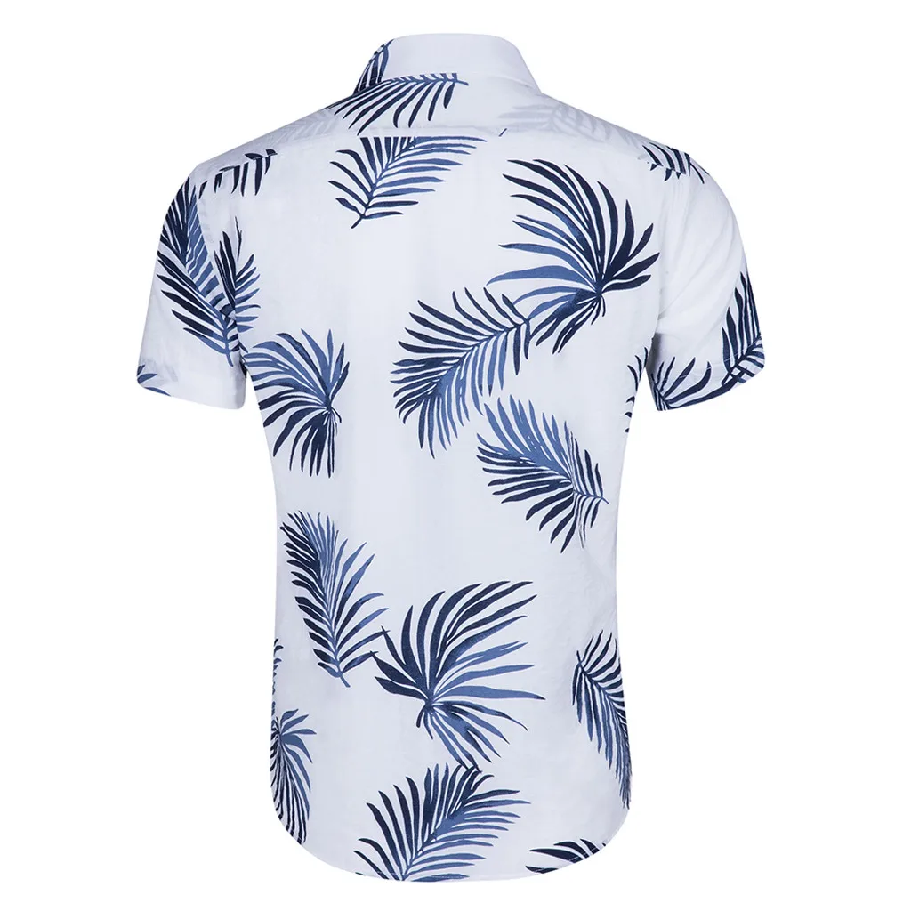 Для мужчин рубашка рубашка с короткими рукавами рубашки для мальчиков пляжные Ветер Повседневная рубашка мужские с принтом мода хлоп