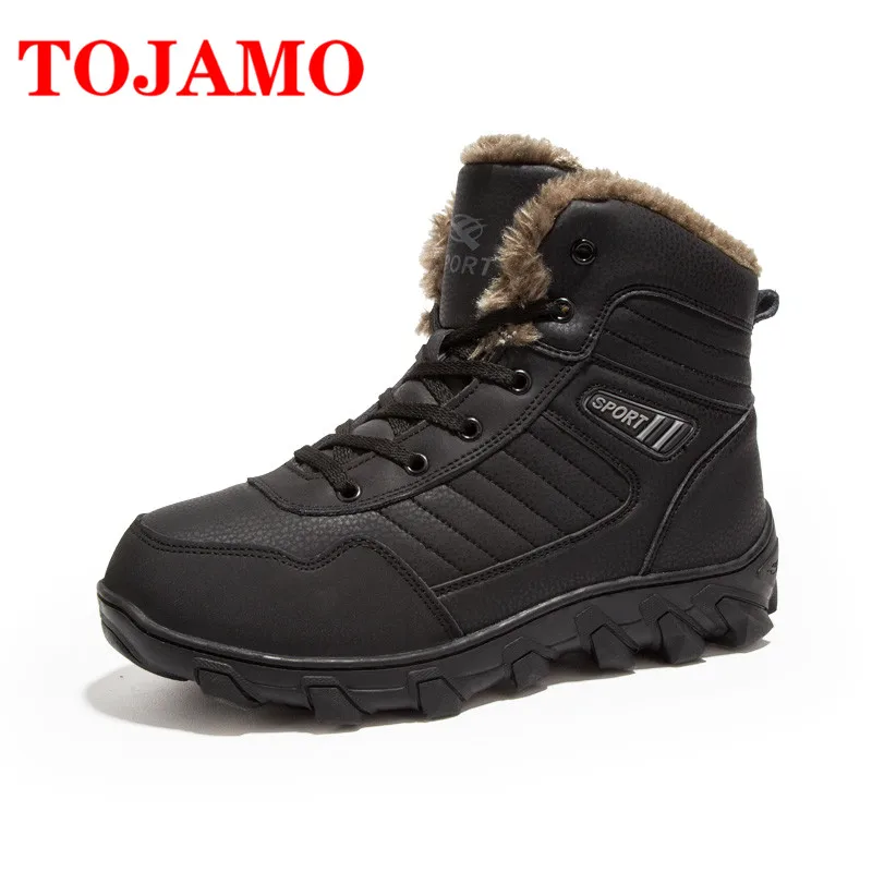

TOJAMO Short Plush Men Snow Boots Winter Warm Comfortable Shoes Outdoor Soft Ankle Boots For Men Zapatos Hombre Boots Military