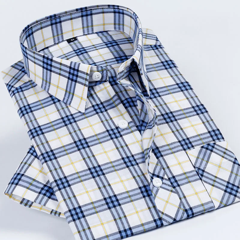 الصيف قصيرة الأكمام نمط إنجلترا فحص تصميم الترفيه سهلة الرعاية تنفس منتظم صالح الأصغر بوي/رجل عارضة قمصان مربعة النقش