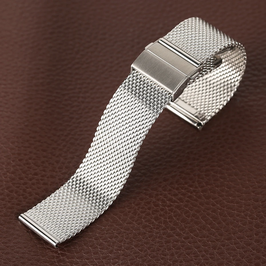 Mesh Milanese Bracelet Clasp Watchbands High Quality 18mm 20mm 22mm Silver Black Wrist Watch Band Strap for Clock Replacement 2018 (32)
