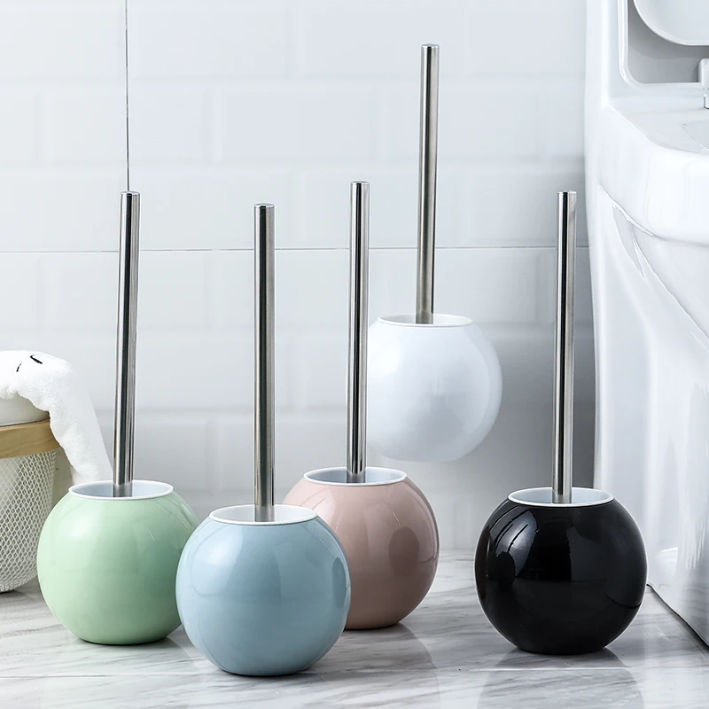 

Toilet Brush Creative Bathroom Toilet Scrub Cleaning Brush Holder Set with Stainless Steel Base Brush Toilet Brush & Holder Set
