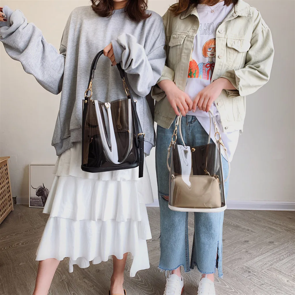 

New Summer Transparent Bucket Bag Versatile Handbag Fashion Diagonal Package High Quality Casual High Capacity
