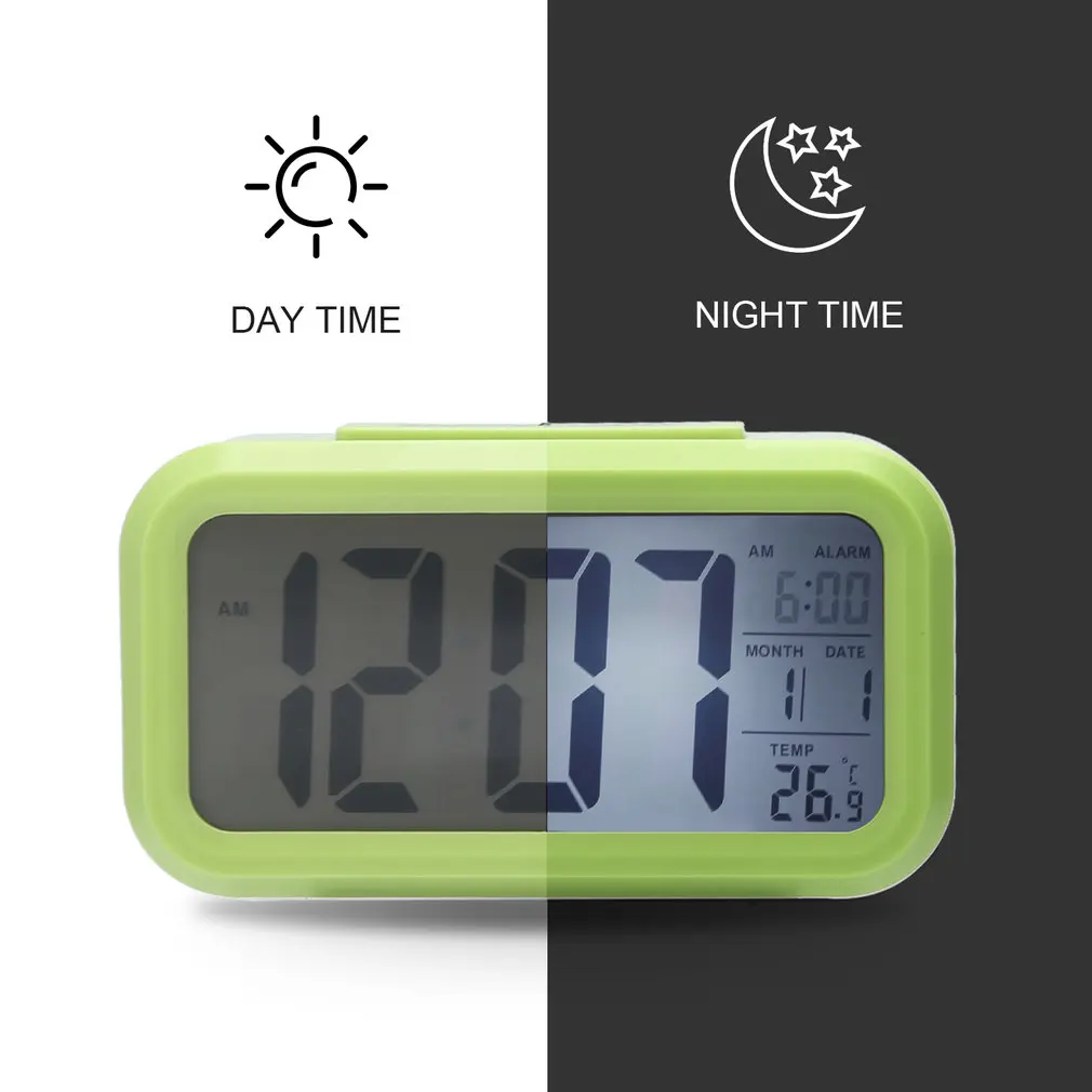 

Square Shape LED Display Digital Electronic Alarm Clock Backlight Temperature Control Time Calendar Thermometer