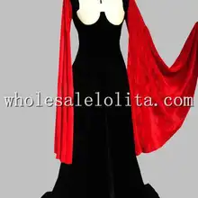 Викторианской эпохи костюмы в готическом стиле, черный и красный цвета, похожего на Натуральный Шелк Кимоно рукава в викторианском стиле платье эпохи для продажи