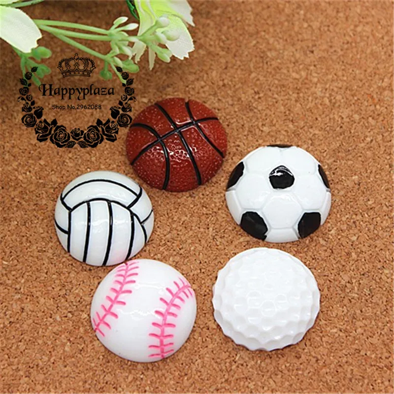 10 шт полимерный футбольный Баскетбол волейбол теннис спорт с плоской задней частью Кабошон DIY ремесло украшение, 24 мм