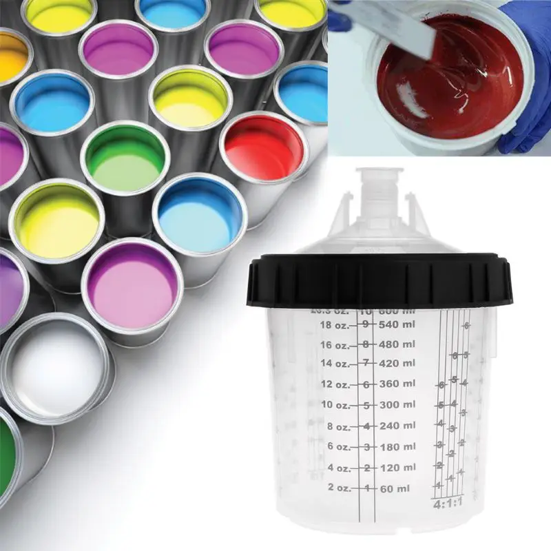 

Paint Mixing Cup Kit PPS Type H/O Quick Cup Hard Cup Inner Cup Lids 600ml Spray Gun Tool