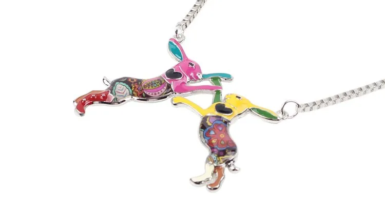 Bonsny Statement Metal Alloy Animal Rabbit Hares Choker Necklace Chain Collar Pendant 2016 Fashion New Enamel Jewelry Women 1 Bonsny Statement Metal Alloy Animal Rabbit Hares Choker Necklace Chain Collar Pendant 2016 Fashion New Enamel Jewelry Women 1