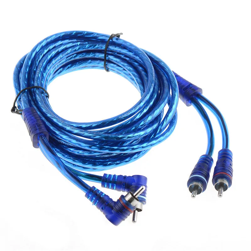 

15' FEET CAR AUDIO INTERCONNECT CABLE Car Stereo AMP RCA Blue 2Channel AMP Audio P0.05