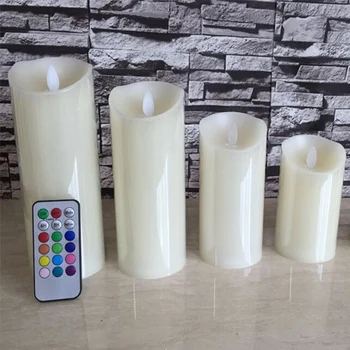 

Flameless Dancing Flame LED Candles With RGB Remote Made by Paraffin Wax,LED Night Light With Multiple led light color option