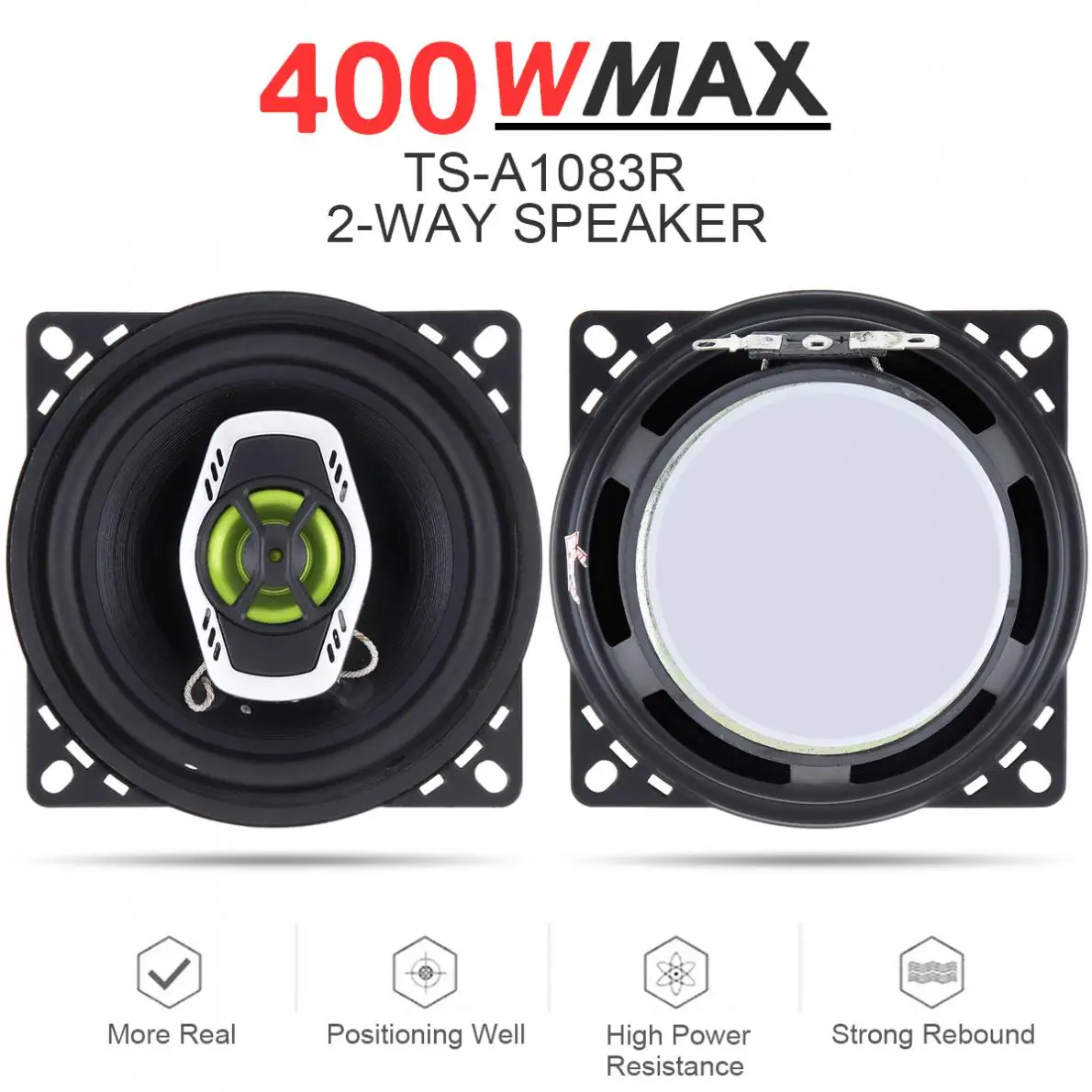 2pcs 4 Inch 10cm 2 Way 400W Car Coaxial Auto Audio Music Stereo Full Range Frequency Hifi Speakers Non-destructive Installation