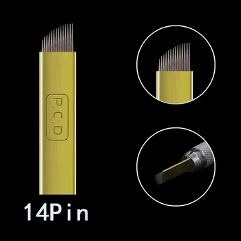 

500PCS PCD14 Pin Permanent Makeup Eyebrow Tattoo Blade Microblading Needles blade For 3D Embroidery Manual Tattoo Pen hard blade