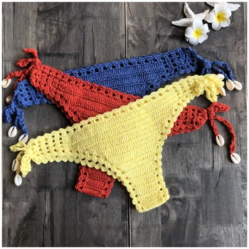 Boho Crochet Knit Low Cut Bikini Bottoms 95