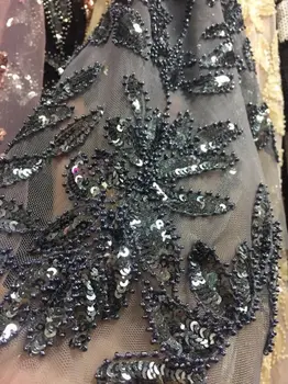

Latest Style Beaded sequins Fashion African Lace Fabric 3D Tulle African French Lace Fabric High Quality for wedding dress 5871