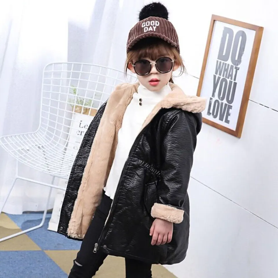 

Winter Children Girls Warm Thick Coats With Hooded Kids Parkas Internal Cotton Filling Girls Outdoor Casual Coats 4-13 Years