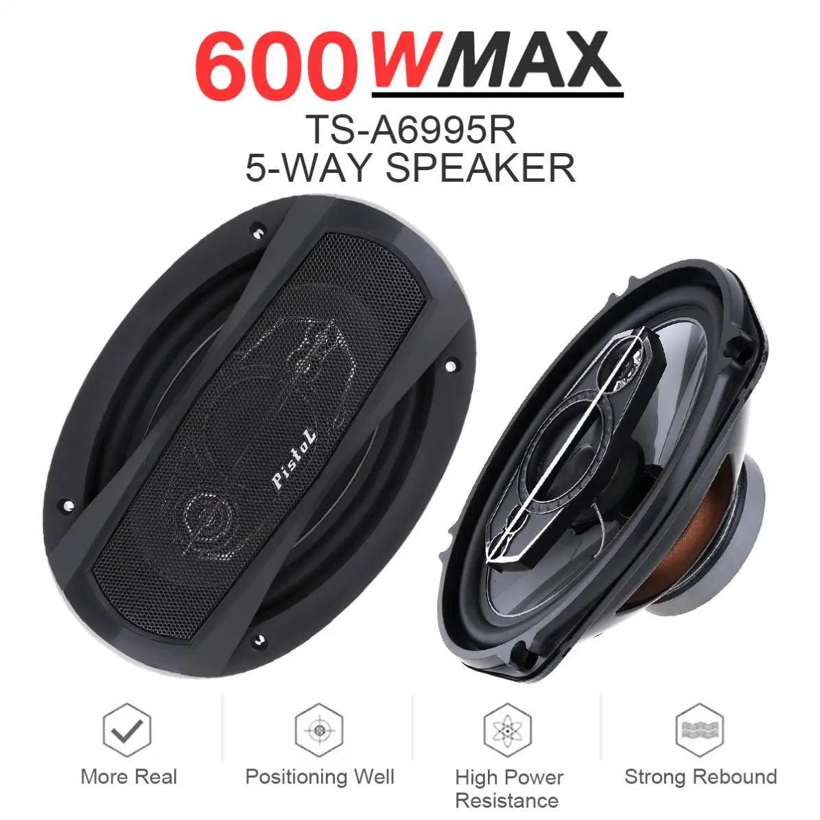 

2pcs 600W 6x9 Inch 5 Way Car Coaxial Hifi Speakers Auto Music Stereo Full Range Frequency Speaker Non-destructive Installation
