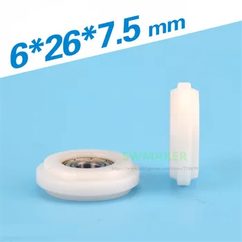 

10pcs 6*26*7.5mm white nylon bearing pulley, outer cam Y-grooved small wheel