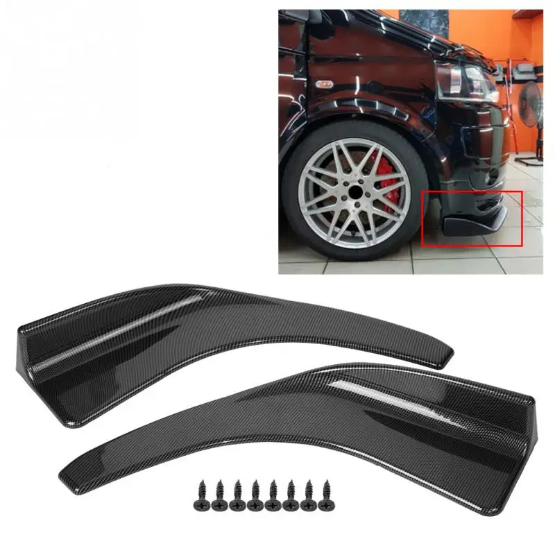 

1 Pair of Black/Carbon Fiber Universal Car Rear Bumper Lip Splitter Fins Spoiler Protector Body Shovels Car Accessories
