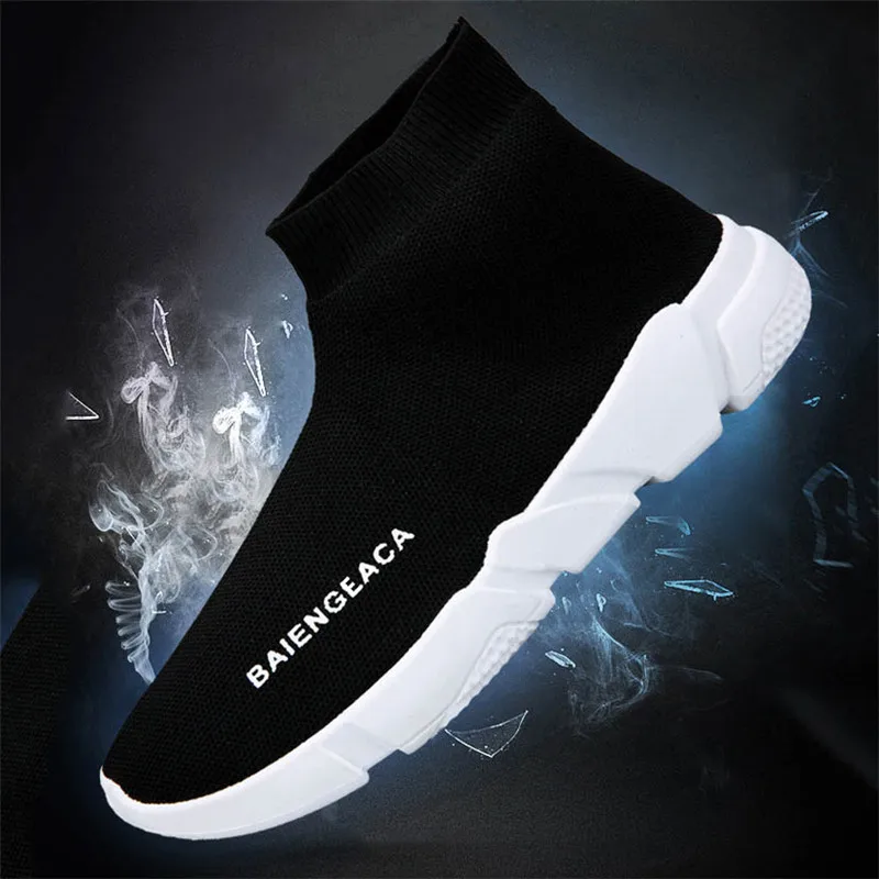 

2019 Spring New Men's Casual Shoes Breathable Couple Shoes Men and Women flying Woven Shoes High To Help Sports Shoes Youth