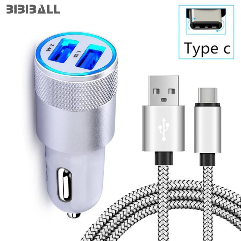 Mini USB Car Charger Adapter 2A Auto Charge+USB C Cable for Huawei P20