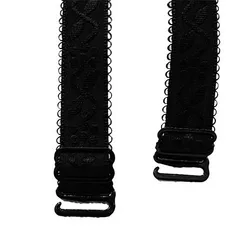 Slip - Resistant Double Elastic Bra Straps - 34cm, 1 Pair (Black)