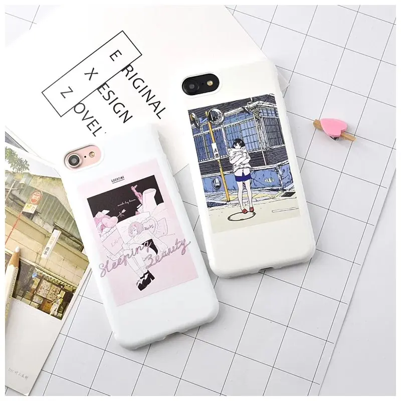 

Hazy beauty New cute cartoon white silicagel soft silicone lovely girl case cover for iphone 6 6S 6splus 7 7plus 8 8plus