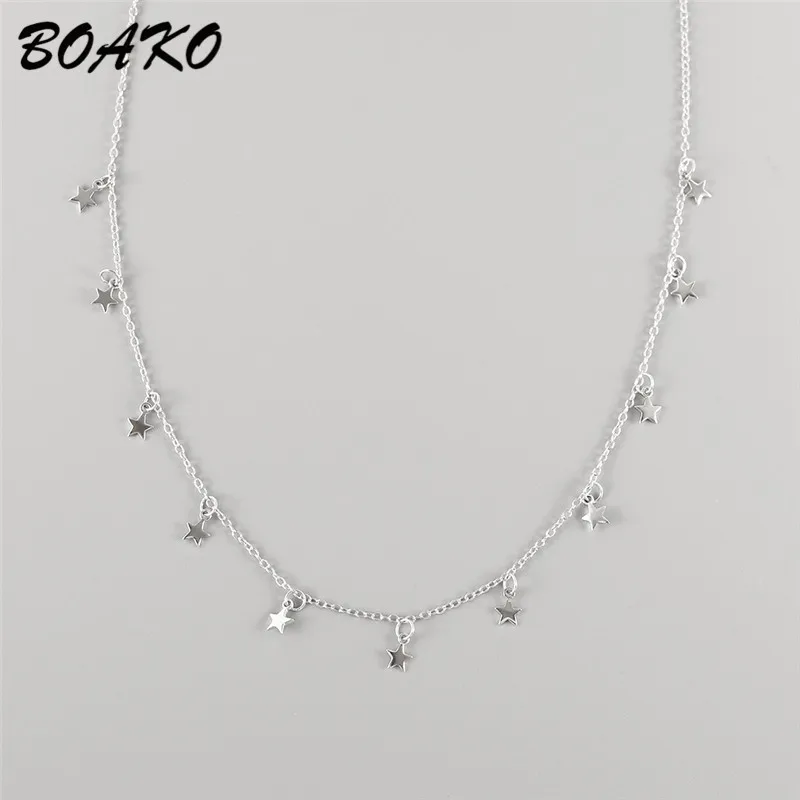 Boako 925 Sterling Silver Star Necklace Fashion Drop 11 Star Choker ...