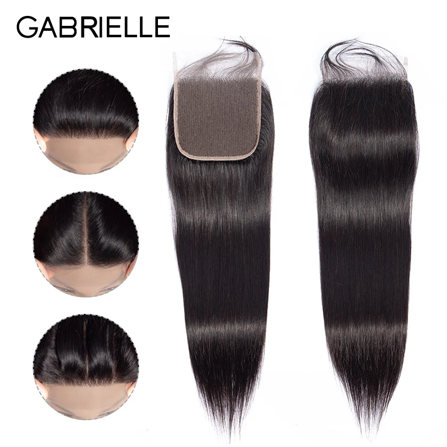 

Gabrielle Remy Hair 6x6 Lace Closure Brazilian Straight Hair Closure with Baby Hair Free/Middle/Three Part Human Hair Extensions