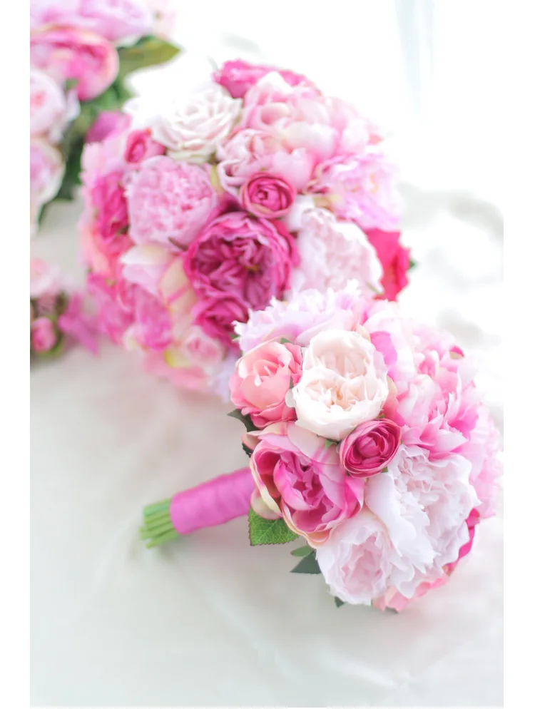 Iffo Новый ручной работы пион искусственный букет невесты розовый и ярко-розовый пион холдинг цветы подружки невесты розовый пион букет